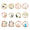 Cheriswelry 48Pcs 12 Style Alloy Crystal Rhinestone Pendants ENAM-CW0001-18-1