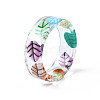 Transparent Resin Leaf Finger Ring for Women RJEW-T022-021-5