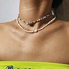 Bohemian Ethnic Style Natural Shell & Glass Seed Beaded Double Layer Choker Necklaces FS-WG063D6-01-1