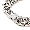 304 Stainless Steel Rhombus with Leopard Link Bracelet with Curb Chains for Men Women BJEW-E009-20P-4