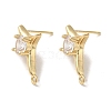 Brass with Clear Cubic Zirconia Stud Earring Findings KK-G499-01G-2