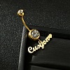 316L Surgical Stainless Steel Crystal Rhinestone Customized Letter Dangle Bell Rings WG2E06F-02-2