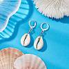 Natural Cowrie Shell Leverback Earrings EJEW-JE05777-01-2