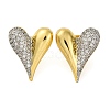 Rack Plating Heart Brass Micro Pave Clear Cubic Zirconia Stud Earrings KK-M021-03G-1