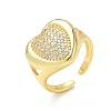 Brass Micro Pave Cubic Zirconia Cuff Open Rings for Women CU-CBA760A-13C-G-4