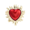 Rack Plating Heart Brass Enamel Open Cuff Rings for Women RJEW-B064-19G-01-2
