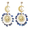 Vintage Natural Lapis Lazuli Ear Studs EJEW-JE05807-04-1