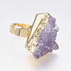 Adjustable Druzy Crystal Finger Rings RJEW-L082-01G-3