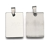 Non-Tarnish 201 Stainless Steel Rectangle Mirror Polished Finish Stamping Blank Tag Pendants LS-STAS-S030-01-1