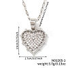 Elegant Brass Micro Pave Clear Cubic Zirconia Heart Pendant Necklaces IR4226-1-3