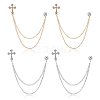 4Pcs 2 Colors Alloy Rhinestone Hanging Chain Brooch JEWB-FG0001-65-1
