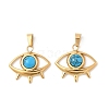 304 Stainless Steel Pave Synthetic Turquoise Eye Pendants STAS-L280-16G-1