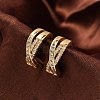 Rack Plating Brass Micro Pave Clear Cubic Zirconia Cuff Earrings for Women EJEW-C125-24C-G-2