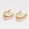 Brass Micro Pave Cubic Zirconia Hoop Earring Findings with Latch Back Closure ZIRC-F052-03G-1