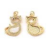 Brass Cubic Zirconia with Shell Pendants KK-K342-21G-2