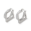 Rack Plating Square Brass Clear Cubic Zirconia Hoop Earrings EJEW-S241-11P-1