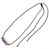 Natural Amethyst Chip Beaded Adjustable Necklaces with Synthetic Non-magnetic Hematite Square Beads TO0645-1-2