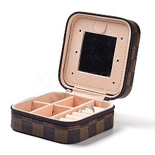 Tartan Square PU Leather Jewelry Storage Zipper Boxes PAAG-PW0007-01A
