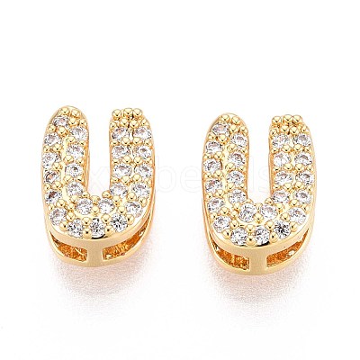 Brass Micro Pave Clear Cubic Zirconia Beads KK-T071-17G-U-1
