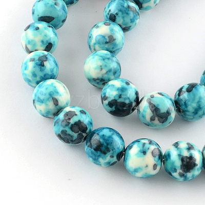 Dyed Natural Ocean White Jade Round Bead Strands G-R295-6mm-04-1