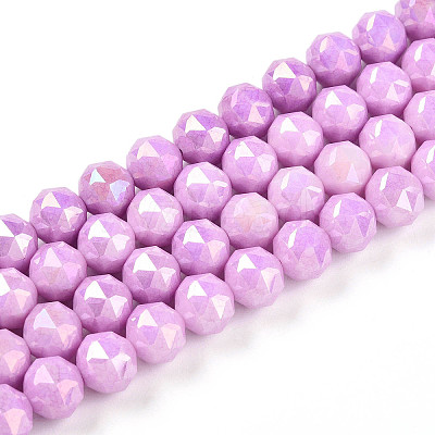 Anti-Tarnish Electroplate Glass Beads Strands X-GLAA-N010-8mm-10-1