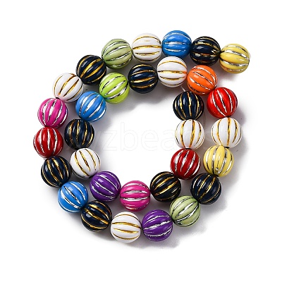 Grooved Resin Beads Strands RESI-M023-01G-G-1