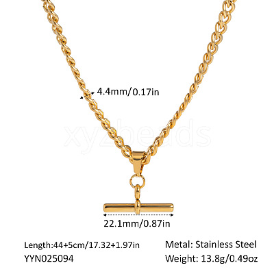 Hip-hop Stainless Steel T Bar Pendant Twisted Chain Necklaces for Women OE1872-2-1