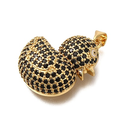 Rack Plating Brass Micro Pave Cubic Zirconia Pendants ZIRC-F142-01G-04-1