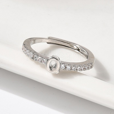 S925 Sterling Silver Adjustable Letter Rings for Women RJEW-M068-01P-Q-1