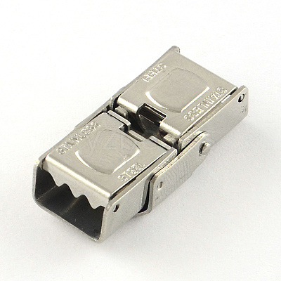 Tarnish Resistant Smooth Surface 201 Stainless Steel Watch Band Clasps STAS-R063-87-1