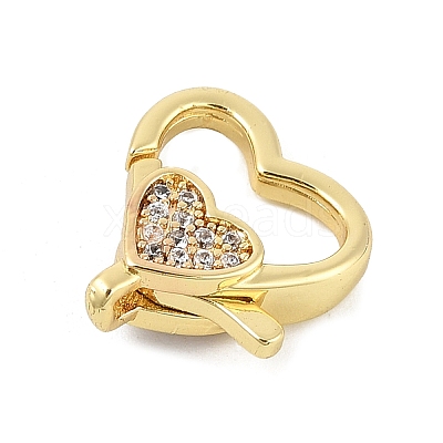 Brass Micro Pave Clear Cubic Zirconia Lobster Claw Clasps KK-P299-06G-1
