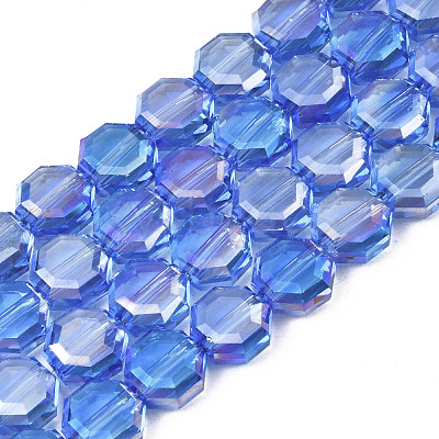 Electroplate Transparent Glass Beads Strands EGLA-N002-27-C03-1