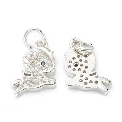 Brass Micro Pave Clear Cubic Zirconia Charms ZIRC-B010-35-1