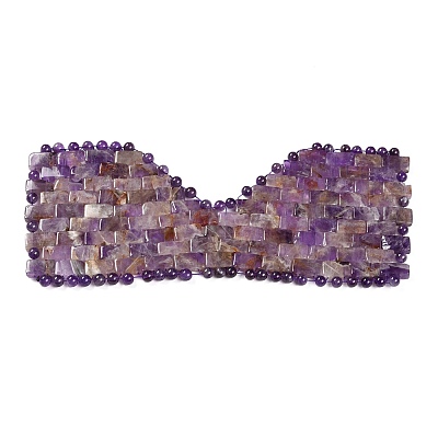 Natural Amethyst Woven Eye Mask AJEW-P074-11F-1