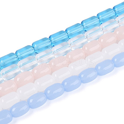Imitation Jade & Transparent Glass Beads Strands GLAA-N058-4x6mm-A01-1
