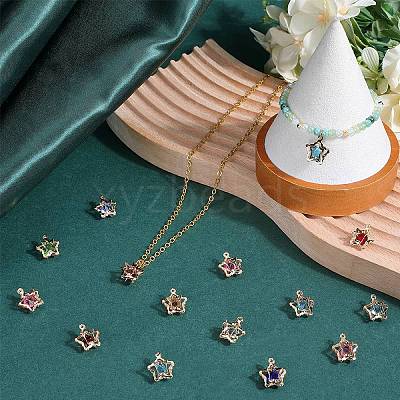 80Pcs 8 Colors Rhinestone Pendants IFIN-SC0001-68-1