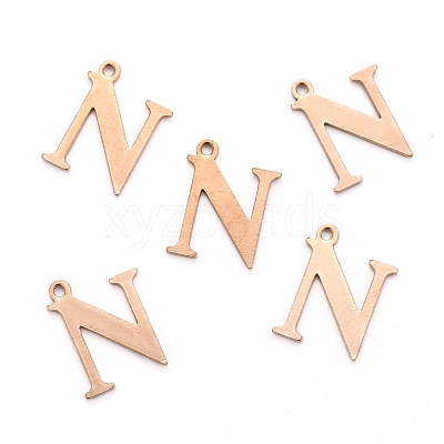 Ion Plating(IP) 304 Stainless Steel Alphabet Charms STAS-H122-N-RG-1