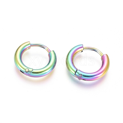 Ion Plating(IP) 304 Stainless Steel Huggie Hoop Earrings EJEW-F111B-13mm-Y-1