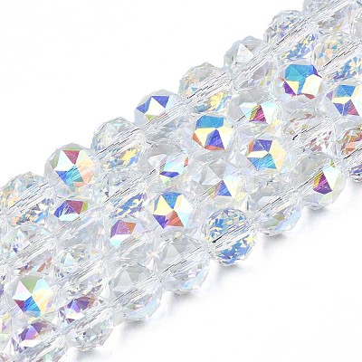 Electroplate Transparent Glass Beads Strands EGLA-N002-18B-B01-1