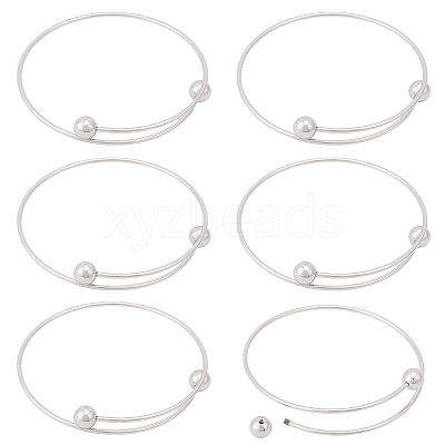 6Pcs Adjustable 304 Stainless Steel Wire Cuff Bangle Making MAK-BBC0001-24B-P-1