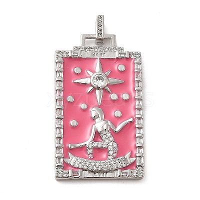 Brass Micro Pave Cubic Zirconia Pendants with Enamel KK-H458-01P-03-1