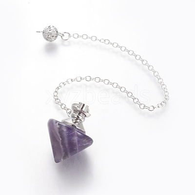 Natural Amethyst Cone Dowsing Pendulums G-G771-D05-1