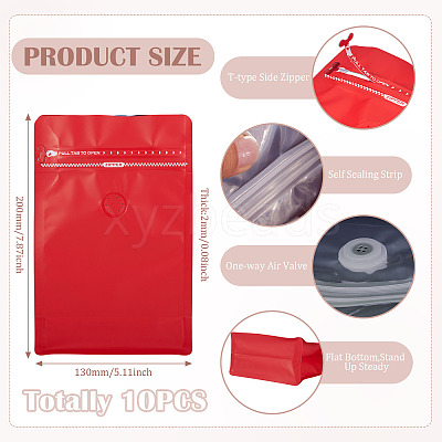 10Pcs BOPP and Aluminized PET and PE Resealable Coffee Zipper Bags with Valve ABAG-TA0001-93B-1
