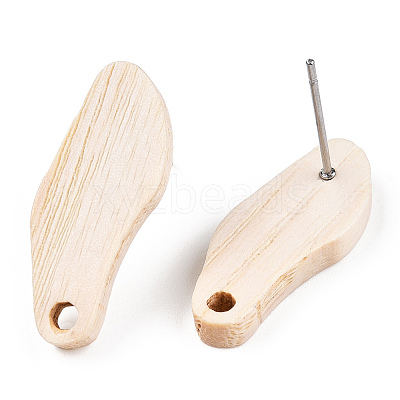 Ash Wood Stud Earring Findings EJEW-N017-011S-1