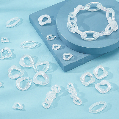 100Pcs 5 Style Transparent Acrylic Linking Rings PACR-PH0001-03-1