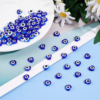 2 Strands Handmade Evil Eye Lampwork Beads Strands LAMP-FH0001-08B-1