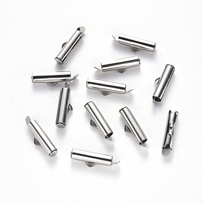 Tarnish Resistant 304 Stainless Steel Slide On End Clasp Tubes STAS-S115-01E-P-1
