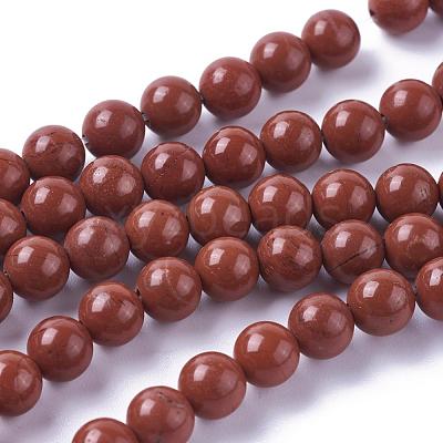 Natural Red Jasper Beads Strands G-F348-01-6mm-A-1