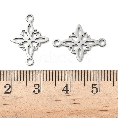 304 Stainless Steel Rhombus Flower Connector Charms X-STAS-G361-04P-1