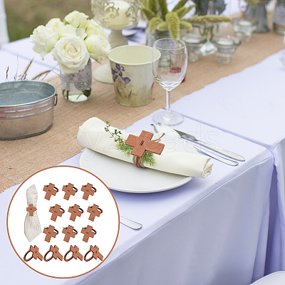 Cross Plywood Napkin Rings AJEW-UN0003-25-1